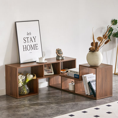 2-Piece Cube Tv Stand, L-Shaped Freely Combinable Entertainment Center, Open Storage Bookshelf Media Console With Anti-Scratch Felt Pads For Living Room