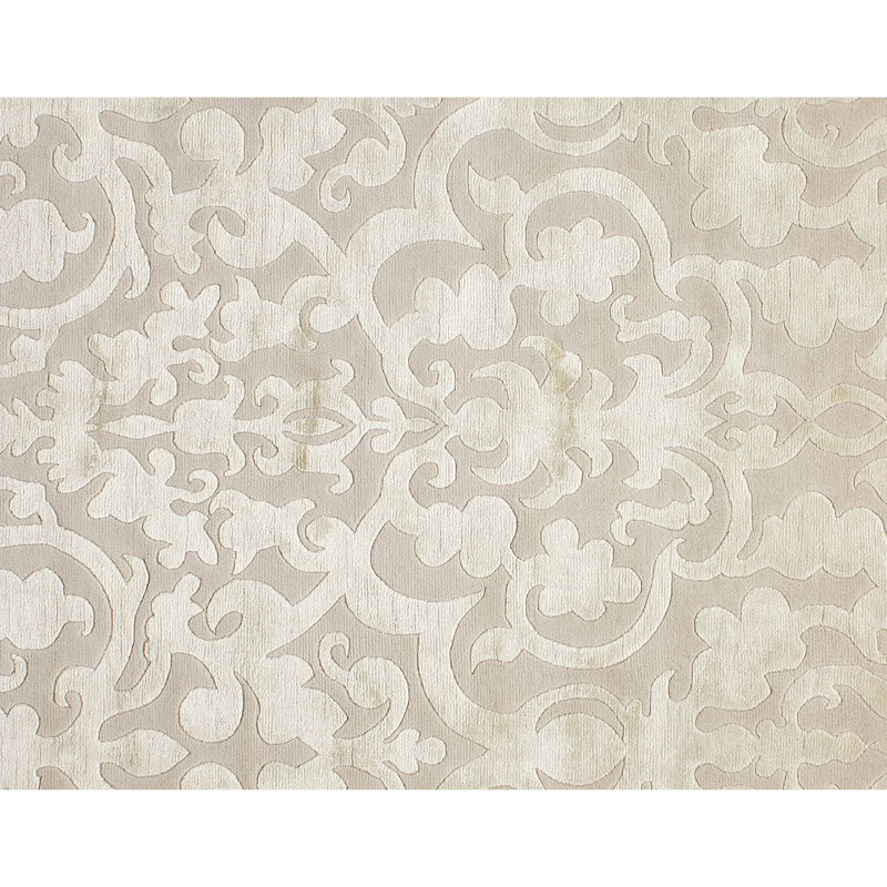 Ikat Area Rug in Ivory/White, Rectangle 6' x 9'