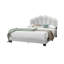 1 tête de lit double en tissu de laine à motif floral avec cadre de lit plateforme entièrement à DEL
