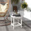 Table d'appoint carrée de 15 po - Extrémité de patio pour porche, piscine, balcon. Capacité de 110 lb, fabrication stable et résistante aux intempéries au fini blanc, capacité de poids,