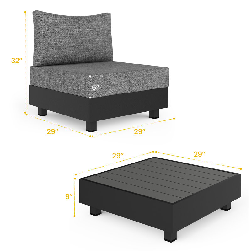 5 - Piece Outdoor Conversation  Set, 4-Person Sofa Seating Group with 6" Thick Cushions