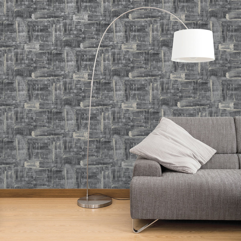 Lustre Metallic Abstract Wallpaper Roll, Grey
