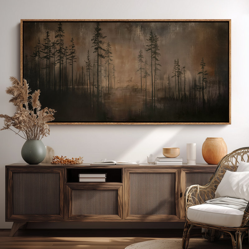 Très grand paysage de forêt sombre brumeux, impression d'art mural, Naturel, H 30 po x l 60 po