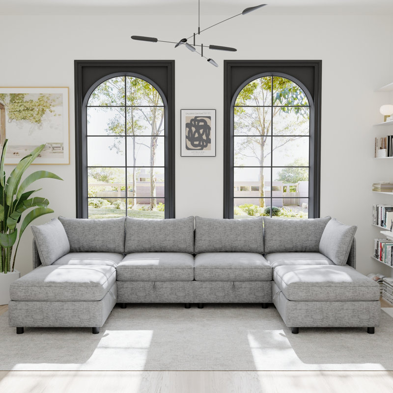 Canapé modulaire en chenille avec rangement