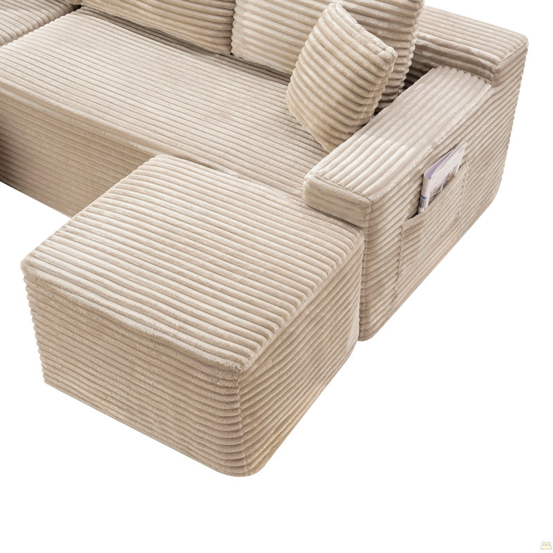 Canapé modulaire en forme de U 94,5 po avec siège profond, sans assemblage requis, canapé-lit modulaire pour salon, chambre à coucher, appartement