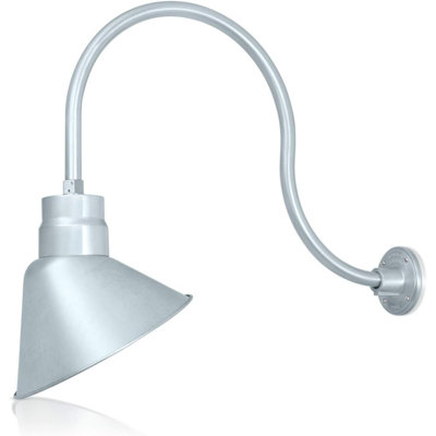 12 po Luminaire blanc avec abat-jour à col-de-cygne et abat-jour blanc avec bras d'extension de 14,5 po - Applique murale de style campagnard, style antique - Homologué UL - Ampoule DEL A19 9 W 900lm (blanc froid 5000K)