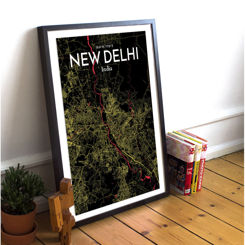 New Delhi City Map - No Frame Print, 43.2cm H x 27.9cm W x 0.13cm D