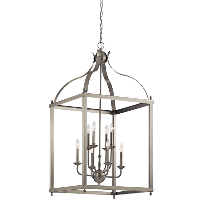 Lustre géométrique à 8 lumières Larkin, Nickel brossé
