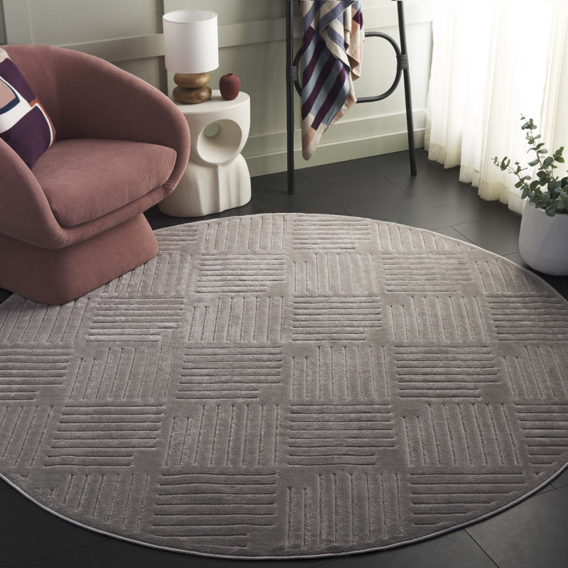 Sophan Performance Striped Rug, Round 6'7"