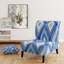 Fauteuil de chambre rembourré à motif géométrique bleu et blanc