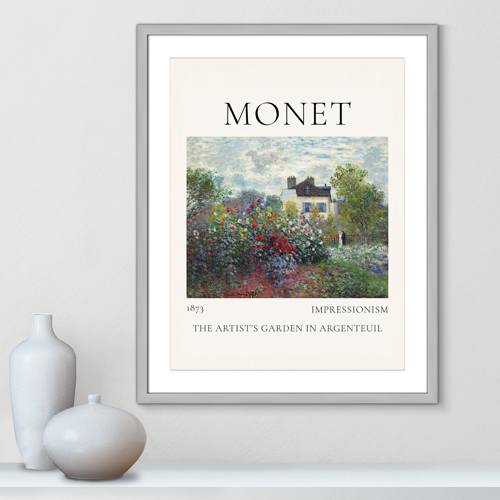 Artists Garden in Argenteuil Print by Claude Monet, Yes, 29.5" H x 23.5" W x 1.25" D, Silver Single Picture Frame