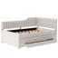Lit de jour double rembourré avec gigogne et trois tiroirs, beige-590409450