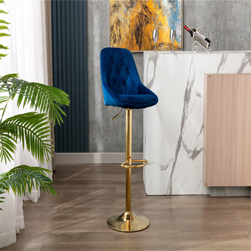Tabouret de bar avec dossier et repose-pieds réglables en hauteur ivoire, Marine