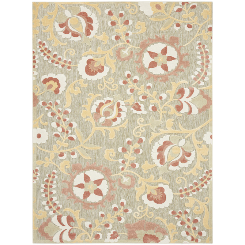 Gregori  Sage Rose Farmhouse Rug, Rectangle 7'10" x 10'6"
