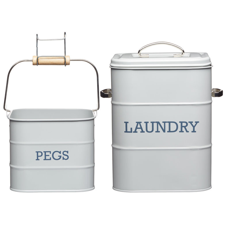 Living Nostalgia 2 Piece Laundry Set, French Grey
