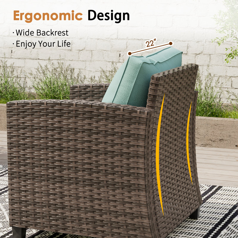 Ensemble de conversation pour patio avec coussins 7 personnes Mecayla , Coussin turquoise / structure brune