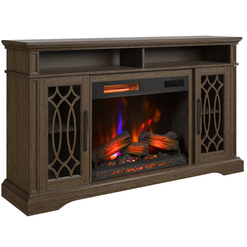 duraflame® Electric Fireplace TV Stand, Farmhouse Entertainment Center with Storage and Infrared Heater, Laurel Oak