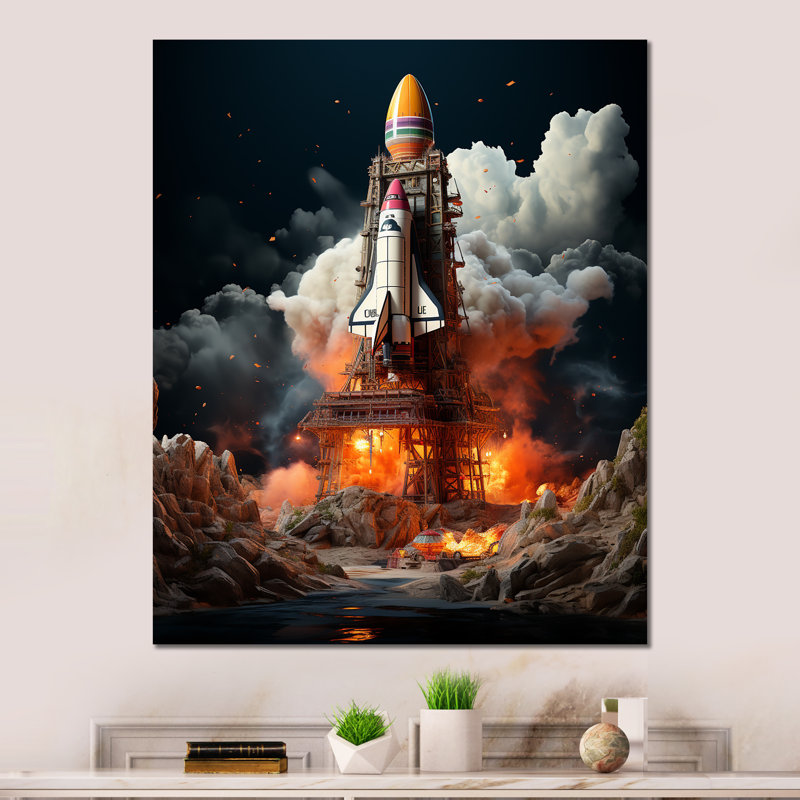 " Blastoff Space Shuttle Launch ", 40" H x 30" W x 1.5" D
