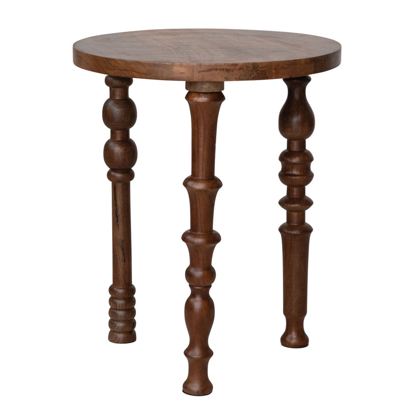 Table d'appoint en bois de manguier avec pieds tournés