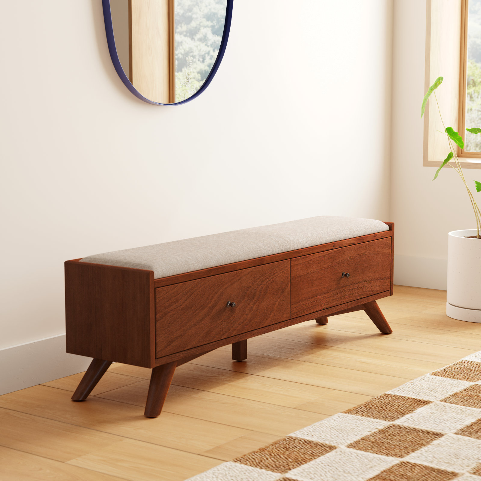 Williams 59" Storage Bench, Chestnut