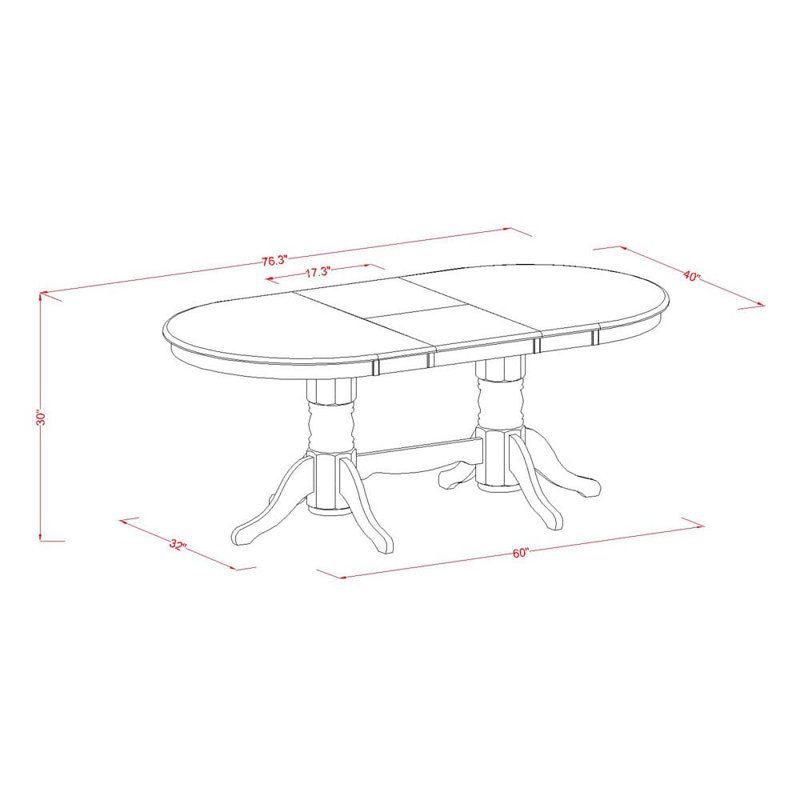 L'ensemble de cuisine 7 pièces comprend une table de salle à manger ovale avec rallonge amovible et 6 chaises rembourrées