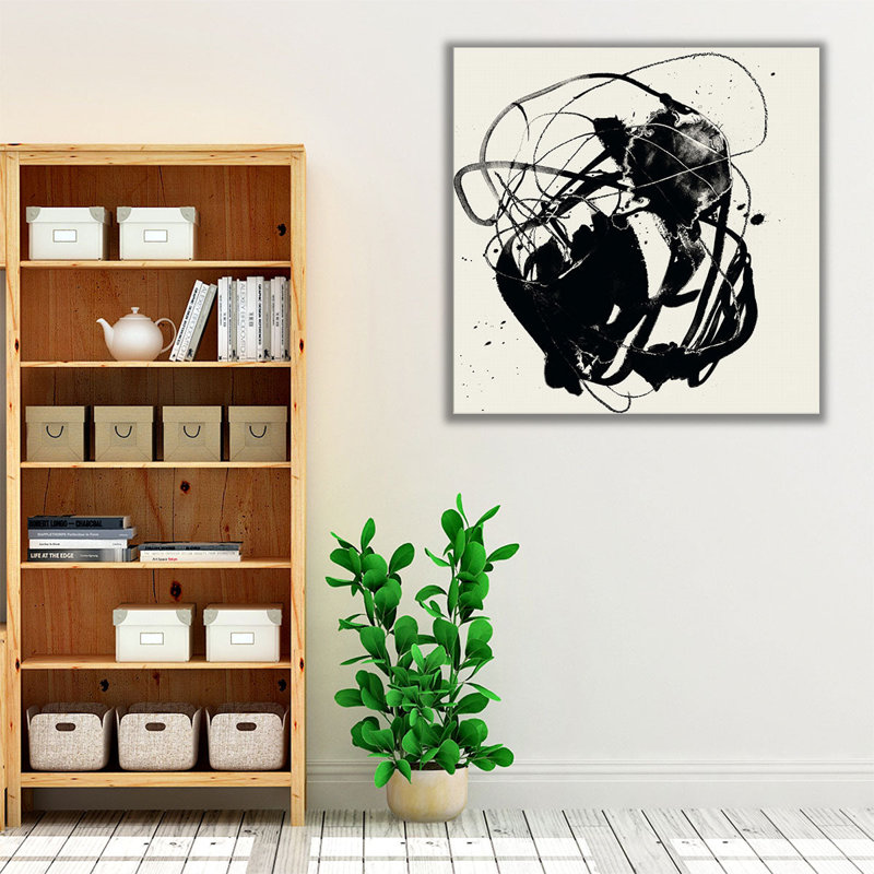 "Spontane Sume-i I" noir et blanc - reproduction d'art sur toile, H 30 po x l 30 po