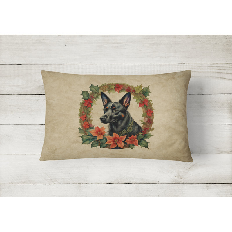 Coussin décoratif intérieur / extérieur en polyester Christmas, 12 po x 16 po, Rectangulaire