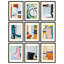 Art mural encadré, ensemble de galerie, collage, symbole coloré, variété de formes abstraites, art moderne, style bohémien minimal pour salon, bureau, chambre à coucher - 11 po x 14 po x 9 blanc-116742310-116742314