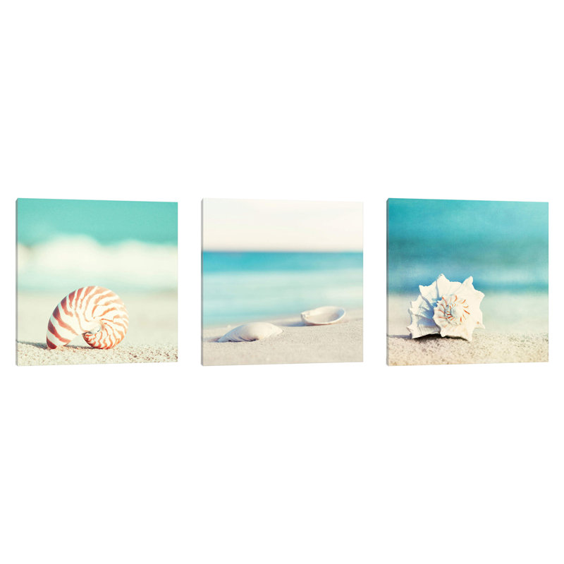 'Paradise Triptych' 3 Piece Photograph Set on Wrapped Canvas, 30.48cm H x 91.44cm W x 1.91cm D
