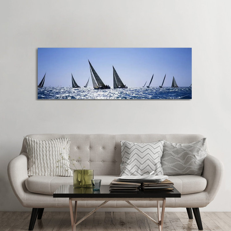 Sailboats Racing In The Sea, Farr 40'S Race During Key West Race Week, Key West Florida, 2000 - Wrapped Canvas Panoramic Print