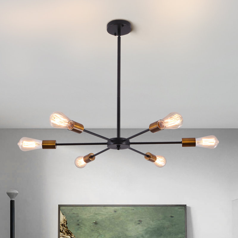 6 - Light Sputnik Chandelier, Black/Gold