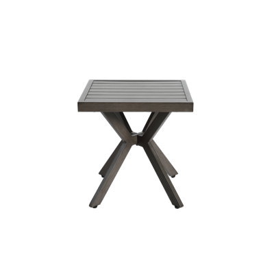 17.72-Inch Square Grey Outdoor Desk, Aluminium Cast Table For Patio,Garden To Use