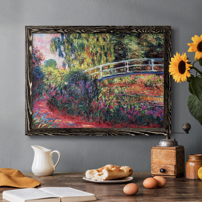 Le pont japonais (l'eau) - reproduction de photo sur toile, Noir, H 26 po x l 38 po x P 1,5 po