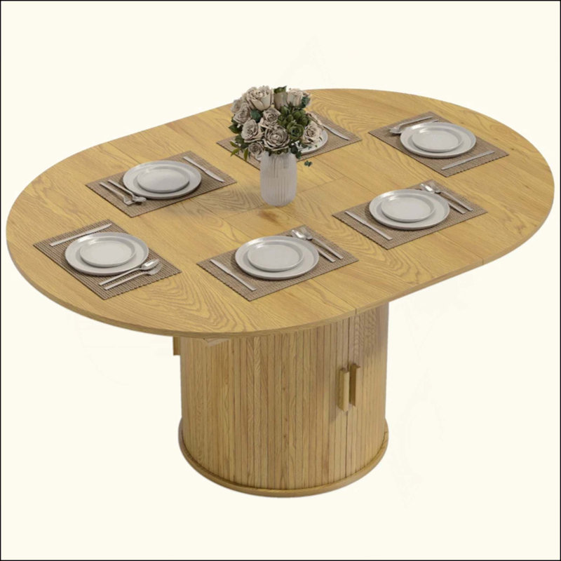 Storage Kitchen Table,Extendable Dining Table, Natural