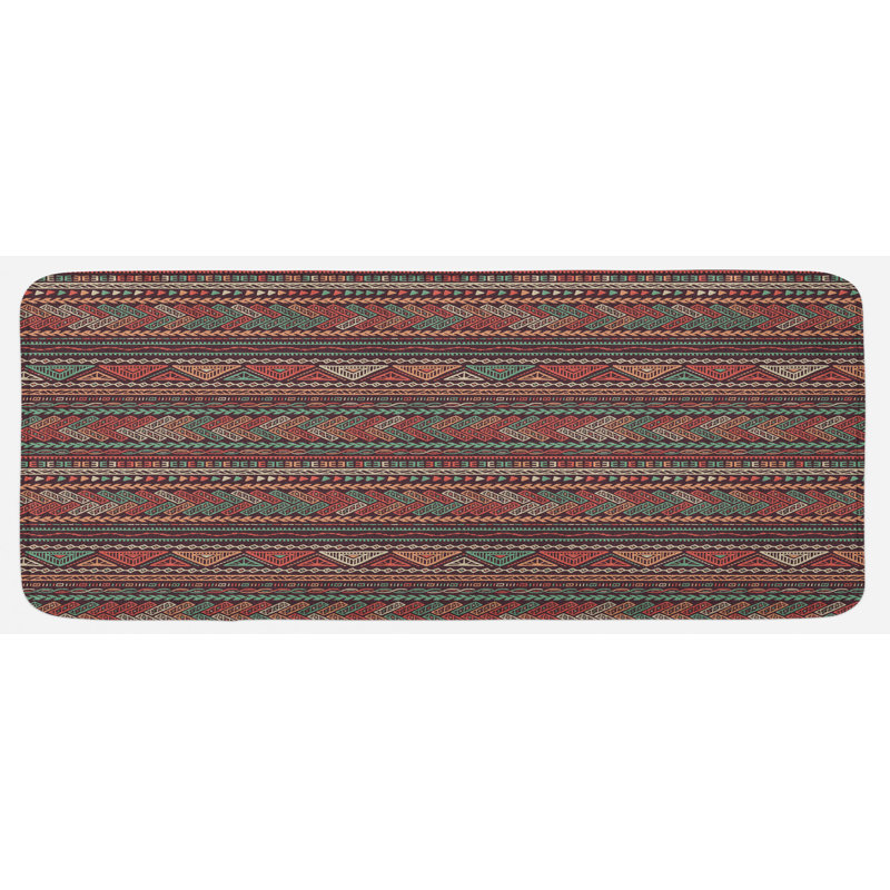 Rustic Striped Synthetic Kitchen Mat