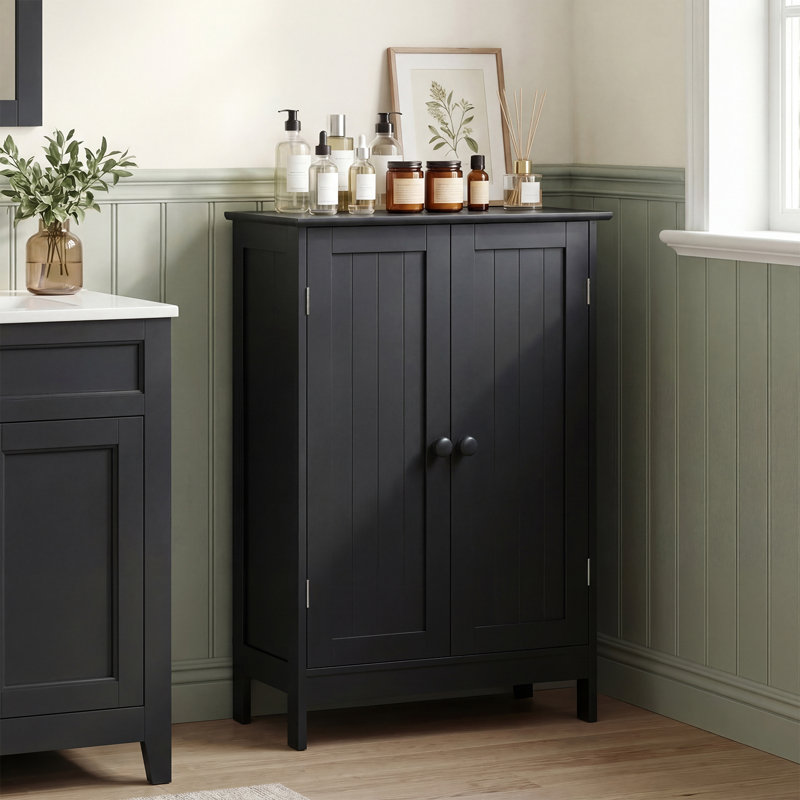 Armoire de salle de bain autoportante, Noir
