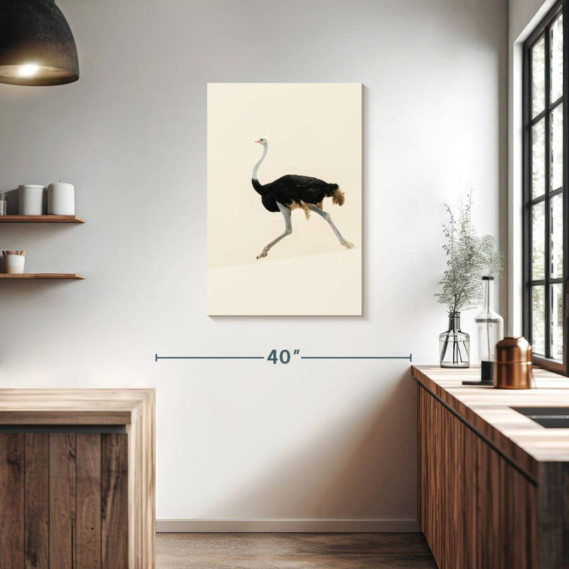 Autruche en mouvement, H 36 po x l 24 po