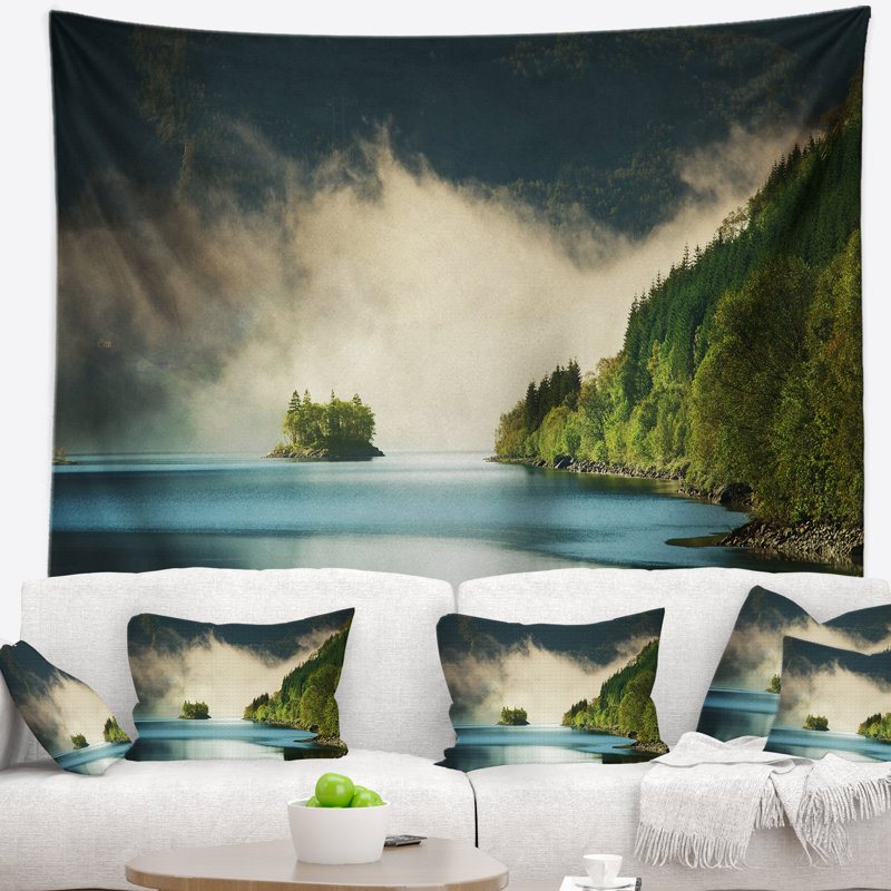 Paysage, magnifique lac, tapisserie par Green Mountains, H 32 po x l 39 po
