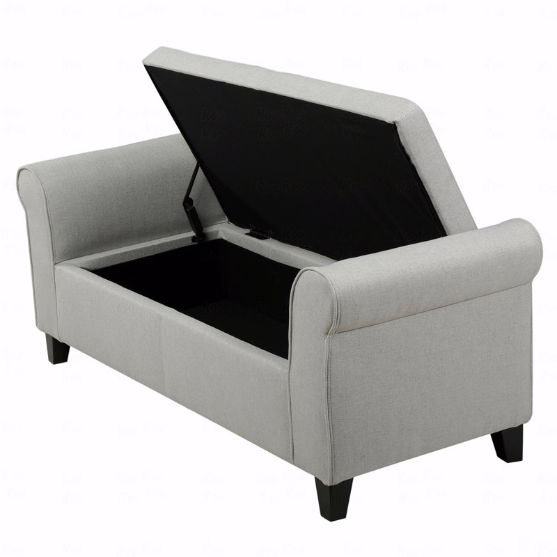 Banc de rangement à bras, Gris clair