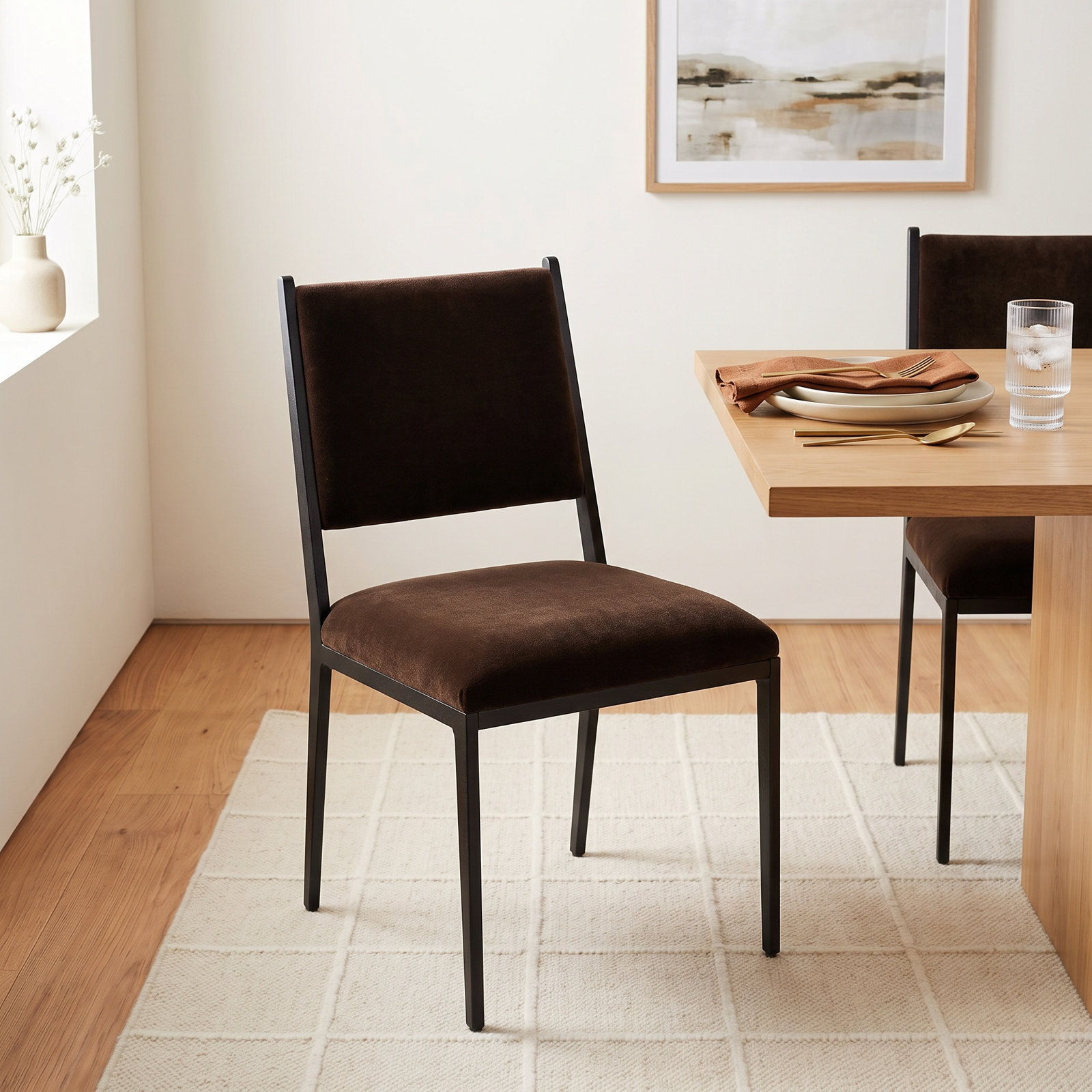 Abarca Genuine Leather Dining Chair, Monte Chocolate