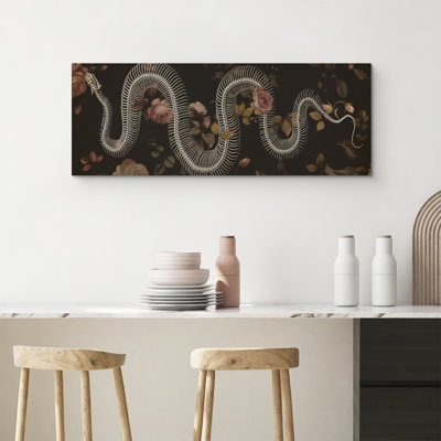 " Moody Floral Snake Skeleton Illustrations Modern Art Decor Bohemian " 2 - Pieces