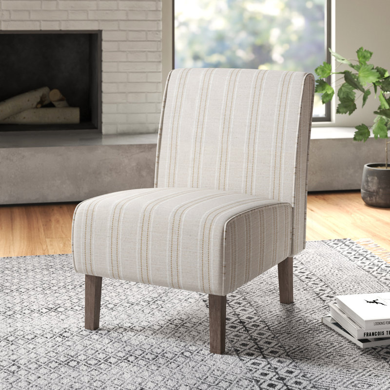 Fauteuil de chambre rembourré Redding Coastal, Beige rayé