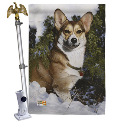 Corgi 2 faces 40 x 28 po Ensemble de drapeaux