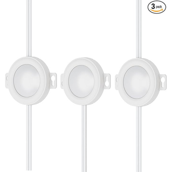 Inlight Plug-in 3000K LED Puck Lights, 3 Packs, Surface Mount Only, Pre ...