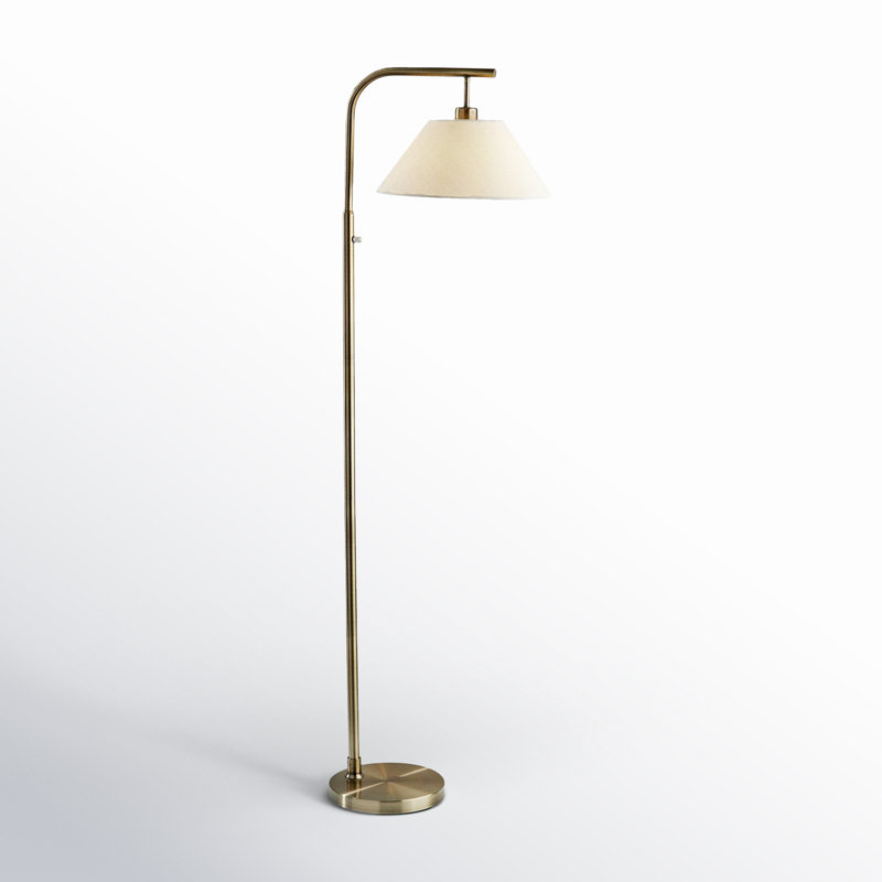 Lampe sur pied arquée 58 po Westwick, Laiton antique, Blanc