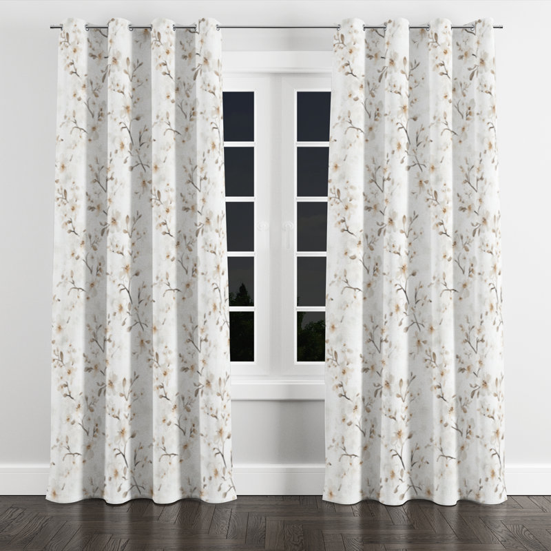 Rideaux obscurcissant Modern Room - Rideau à œillets floral Babie - 1 panneau, L 52 po x L 84 po, Œillets argentés