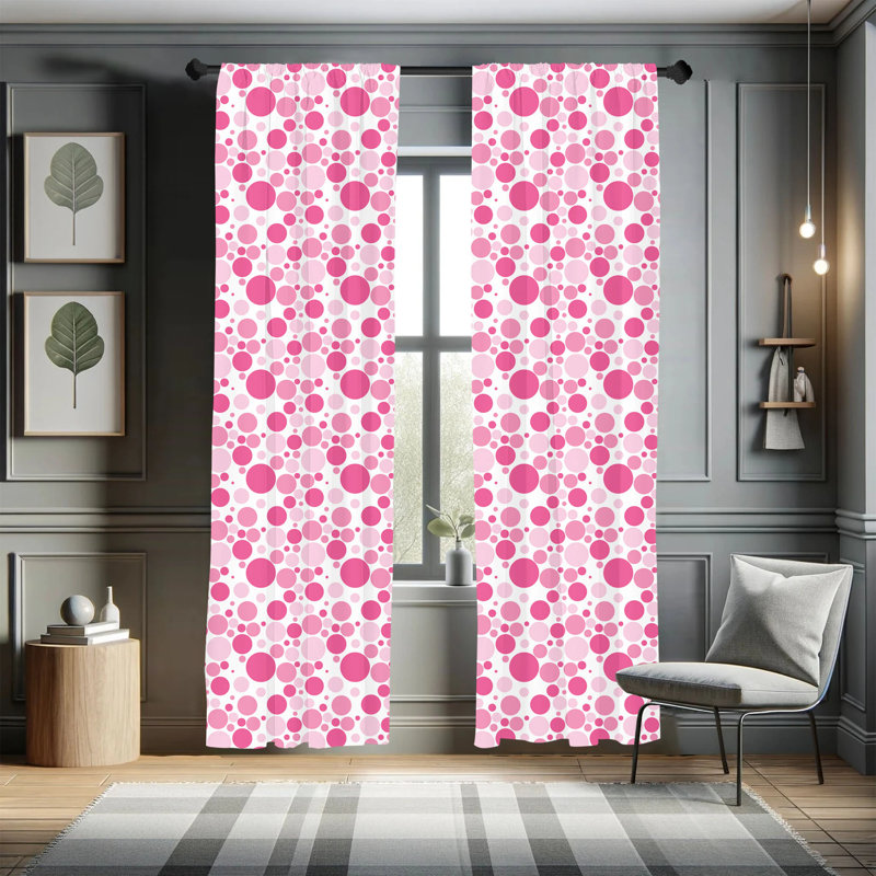Polka Dots Semi-Sheer Rod Pocket Curtain Panels, 28" x 84"