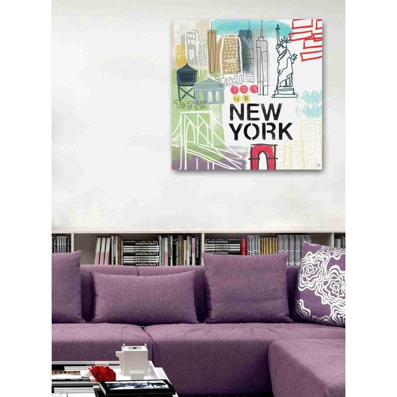 «New York» par Linda Woods, art mural sur toile, H 26 po x l 26 po x P 1,25 po