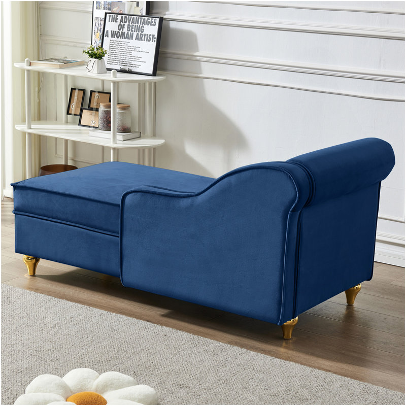 Chaise longue moderne avec revêtement en velours (bleu marine), Marine