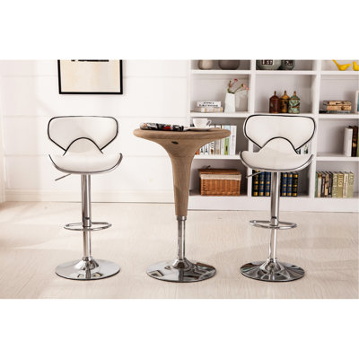 White With , Of 2 - Base, Faux Leather Seat, Swivel Function, Modern Furnishing Look Upholstery , In Base And Comfortable Seat